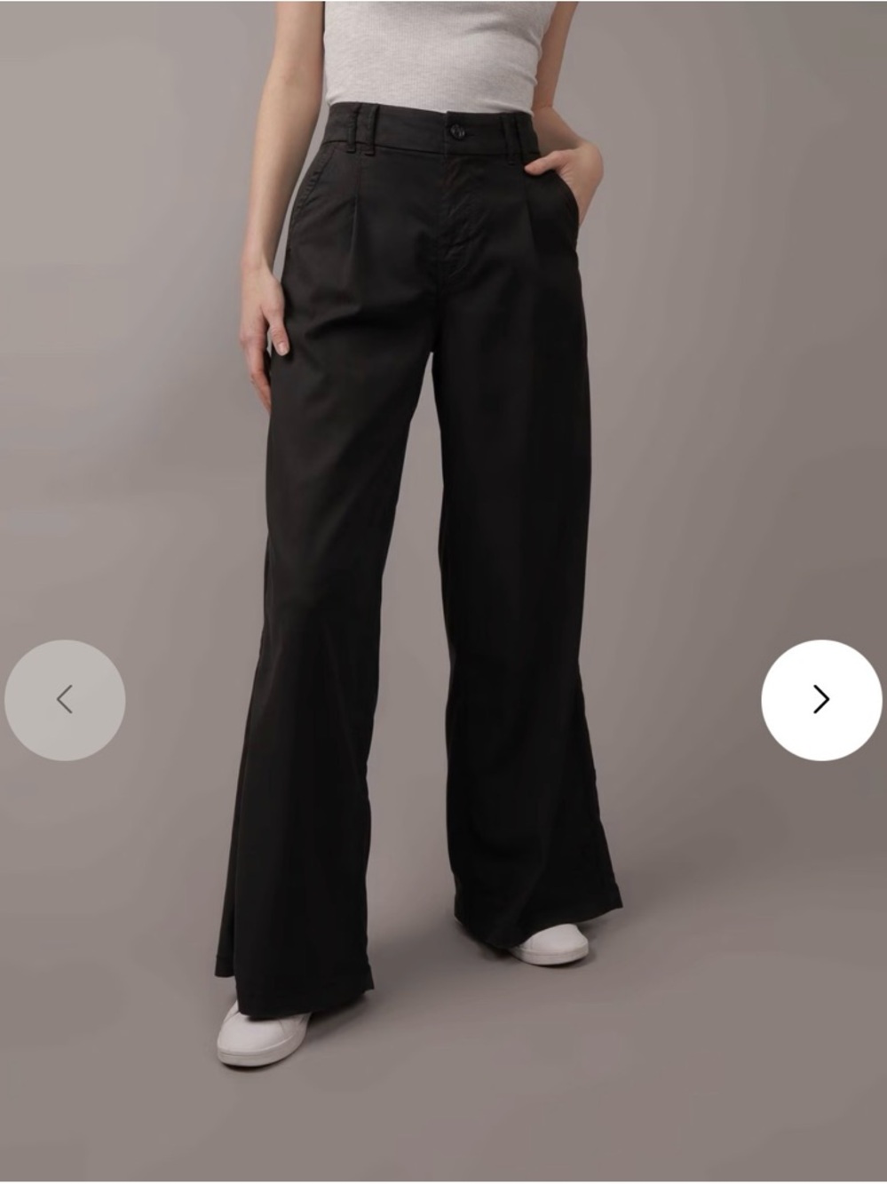 American Eagle Wide Leg Trouser High Waist Stretch Pleated Workwear Size 10